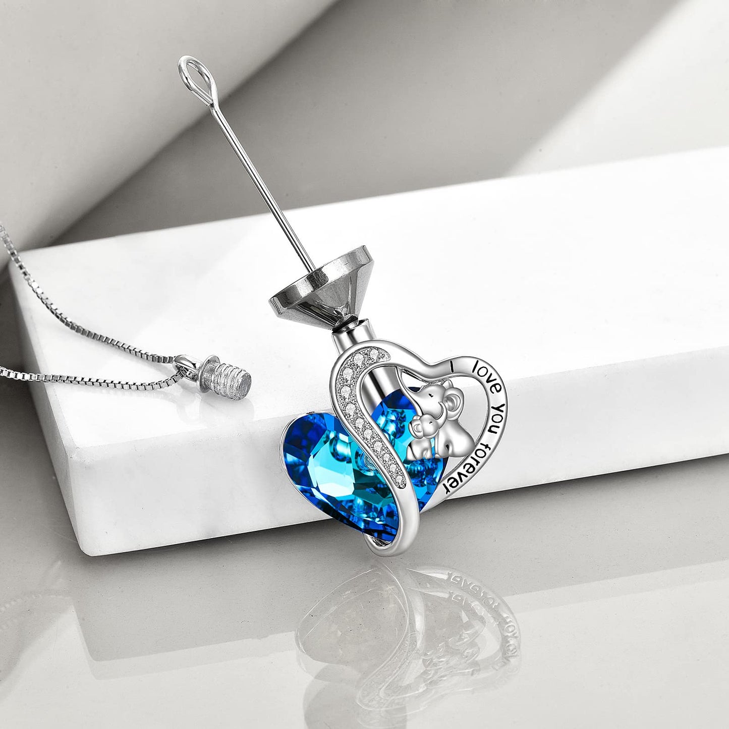 Ederseensucht-TOUPOP Urnenkette für Ashes 925 Sterling Silber Baum des Lebens/Schmetterling Ascheschmuck Asche Urne Anhänger Cremation Halskette mit Herz Kristall Memory Schmuck für Damen Herren