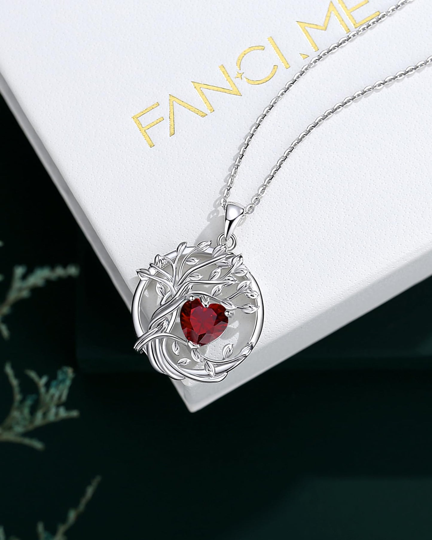 Edersee Lebensbaum Birthstone Kette für Damen 925 Sterling Silber Baum des Lebens Birthstone Anhänger Halskette Schmuck Geschenke für Frauen Mädchen, Kettenlänge: 40+5 cm