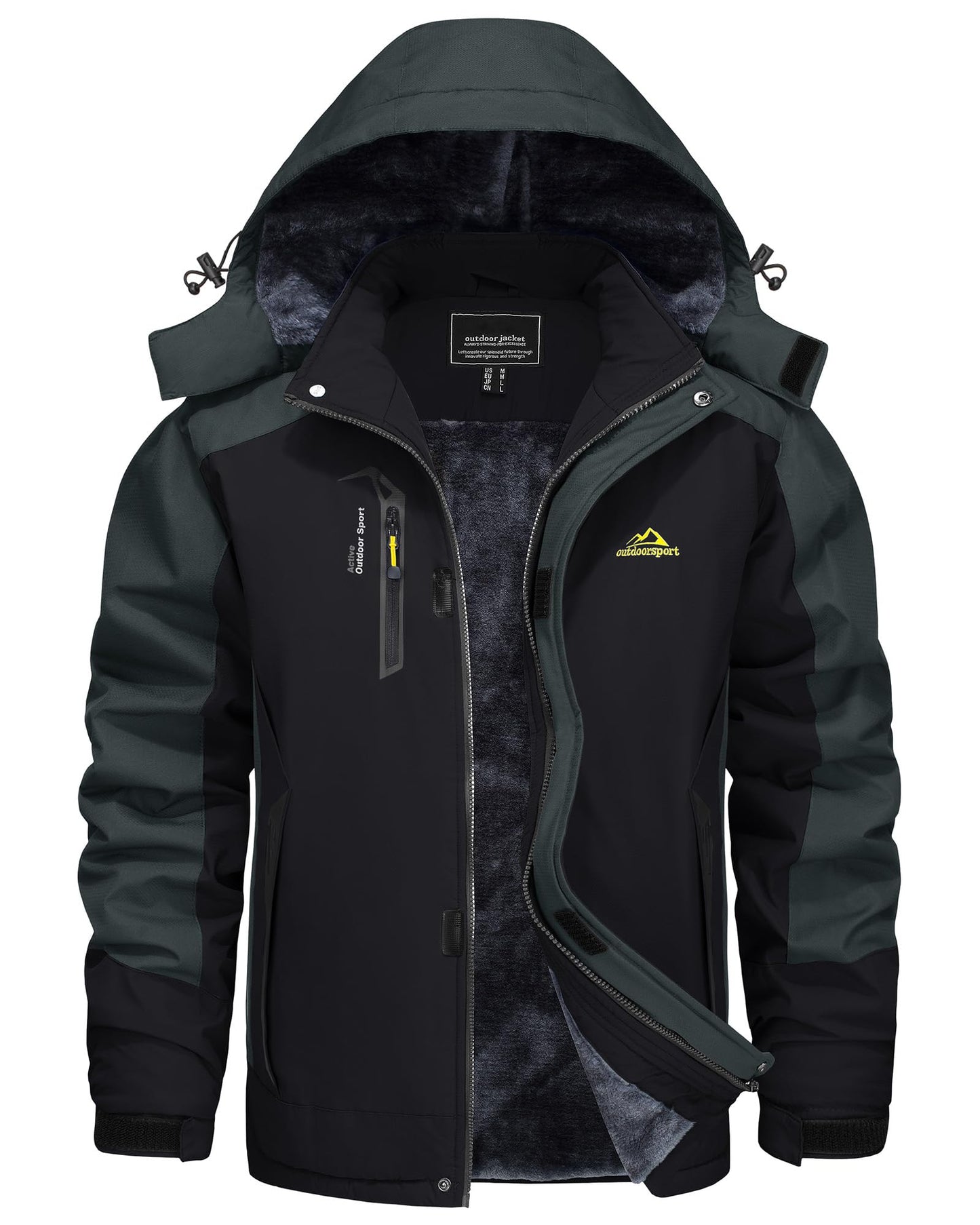 KEFITEVD Snowboardjacke Herren Warm Gefüttert Skijacke Wasserdicht Softshell Jacke mit Kapuze Fleece Winterjacke Atmungsaktiv Funktionsjacke