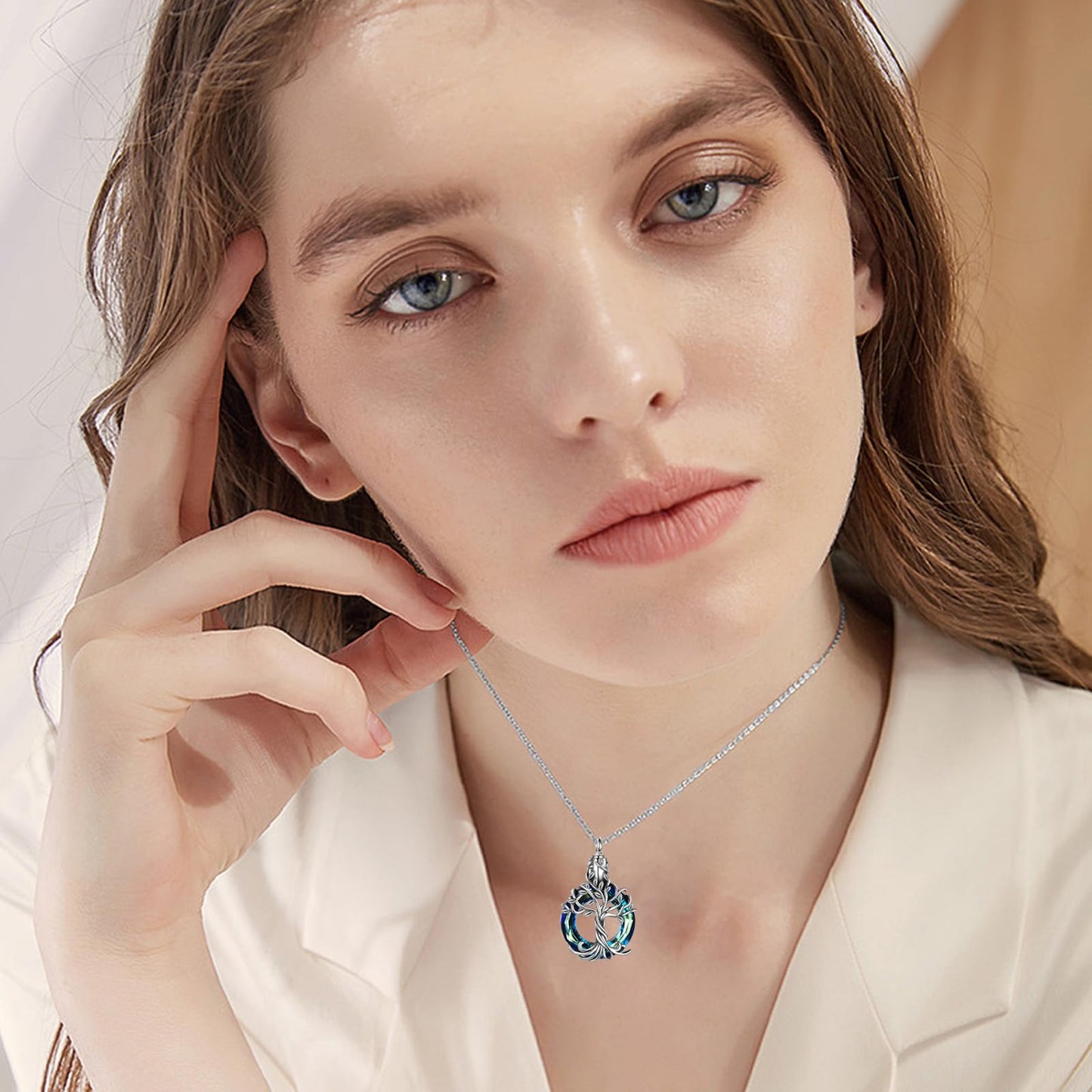 Ederseensucht-TOUPOP Urnenkette für Ashes 925 Sterling Silber Baum des Lebens/Schmetterling Ascheschmuck Asche Urne Anhänger Cremation Halskette mit Herz Kristall Memory Schmuck für Damen Herren