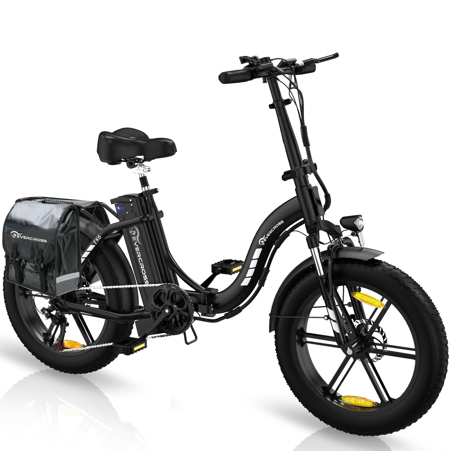 ELB- EVERCROSS EK6 Elektrofahrräder Erwachsene, faltbares E-Bike mit 20" x 4,0 Breiten Reifen, E Bike Mountainbike mit 7 Gang Getriebe, 48V 15AH Akku, 250W Motor, 33,2kg Gewicht, Doppelstoßdämpfern