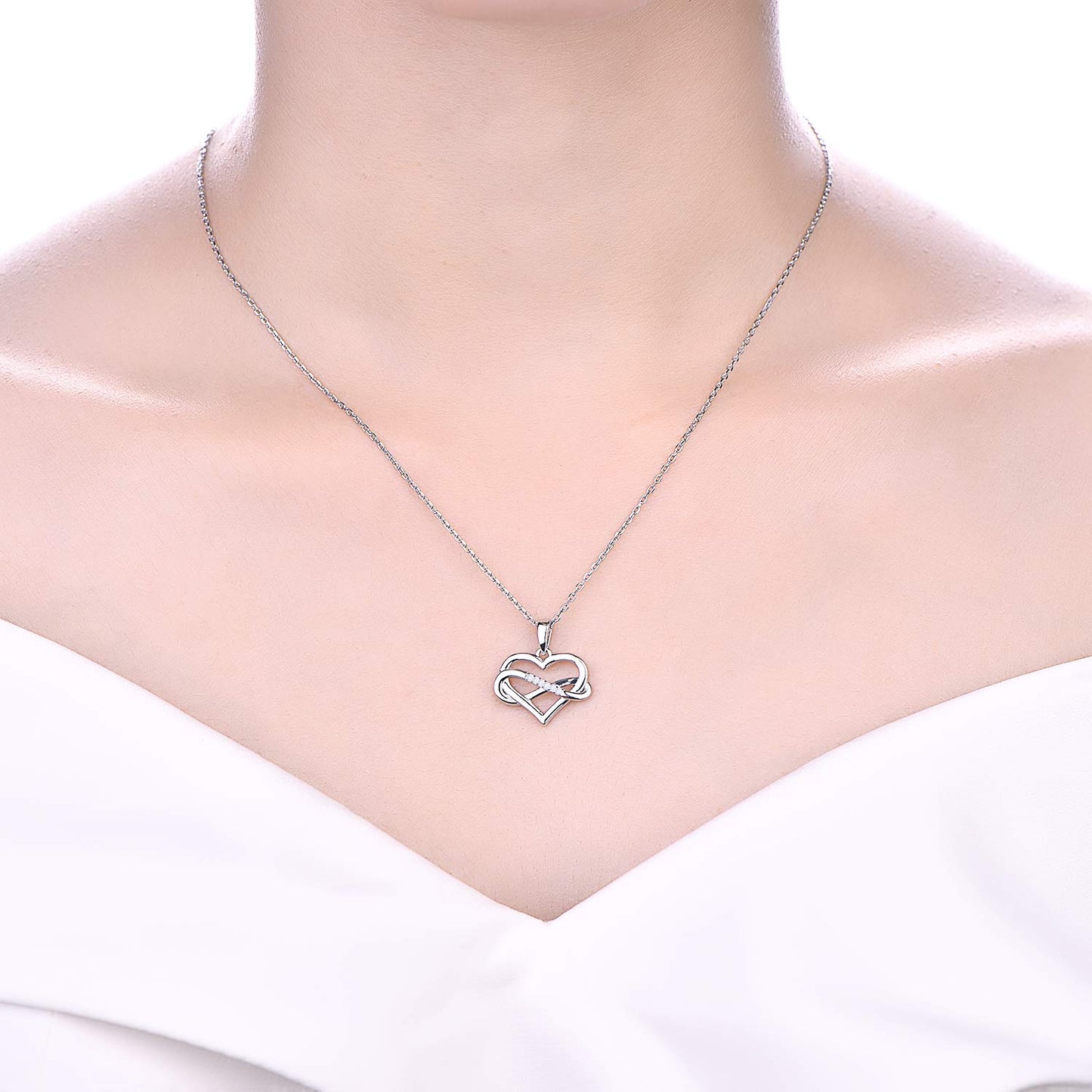 Edersee Herz WISDOM Damen Kette Unendliches Herz Silber 925,Halskette Anhänger mit 3A Zirkonia,Schmuck für Frauen