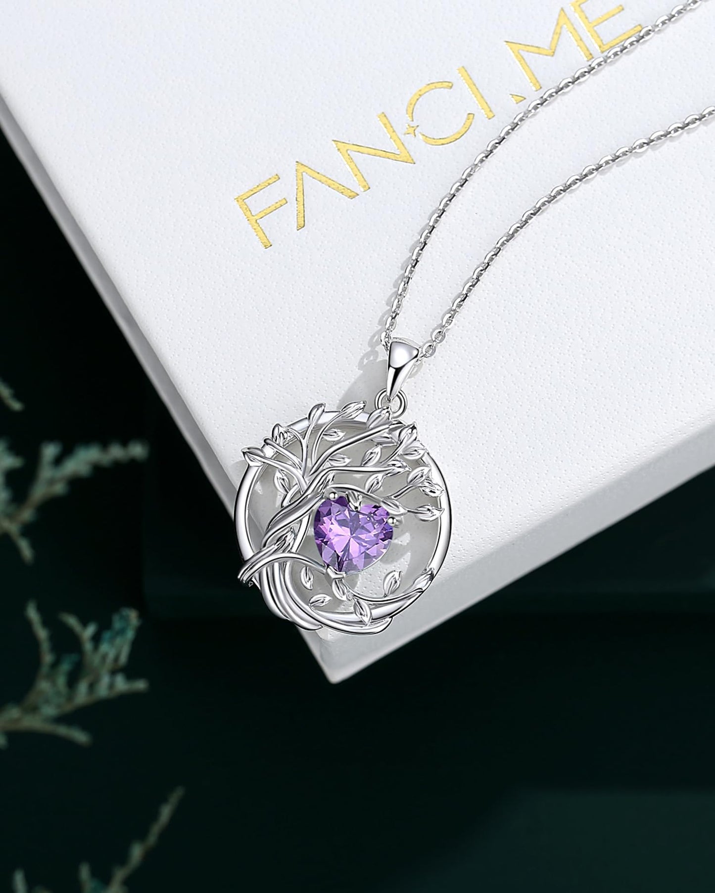 Edersee Lebensbaum Birthstone Kette für Damen 925 Sterling Silber Baum des Lebens Birthstone Anhänger Halskette Schmuck Geschenke für Frauen Mädchen, Kettenlänge: 40+5 cm