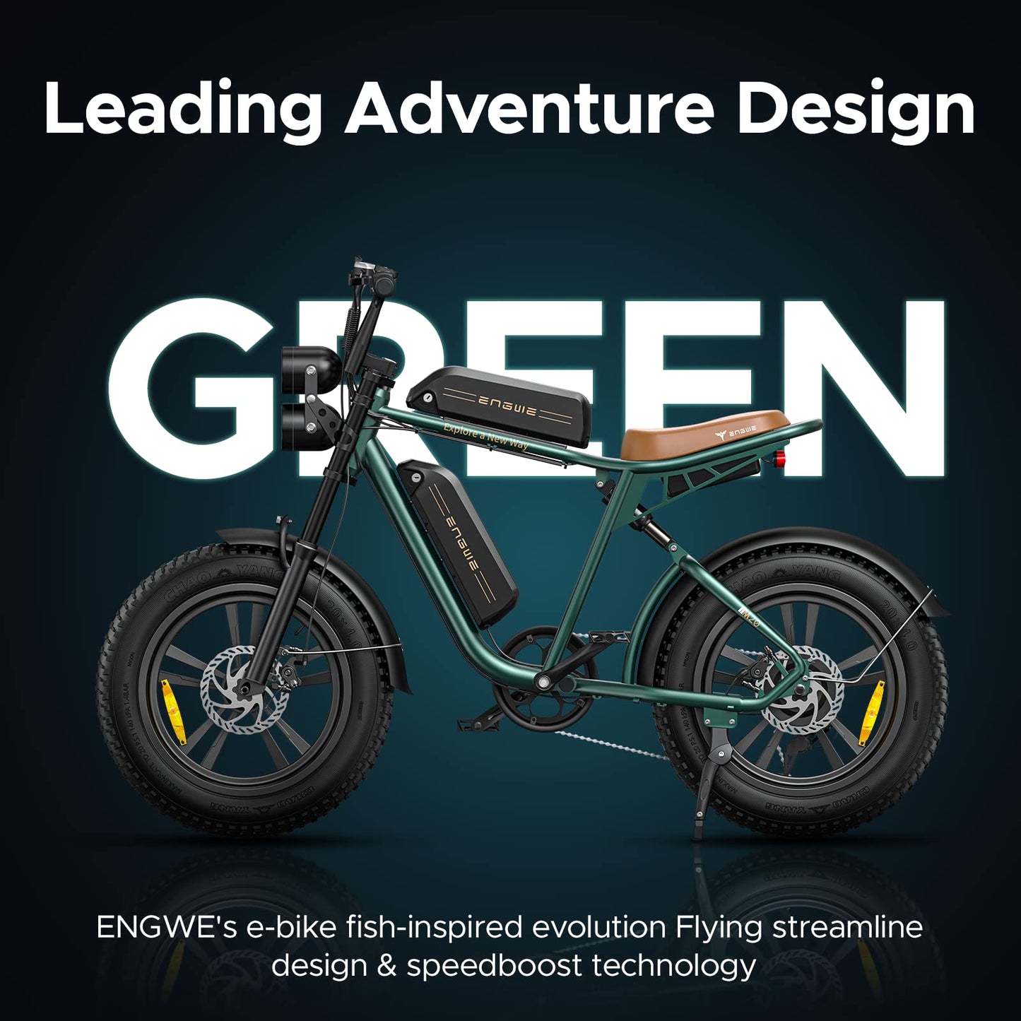 ELB Bigfoot ENGWE E Bike Herren Elektrofahrräder-Ebike mit einem Akku/ 2 Akkus, E-Bike 20 * 4.0 Zoll Fette Reifen, Ebike Herren bis zu 75km/150km/90km/170km, Elektrofahrrad 7-Gang, M20/M1