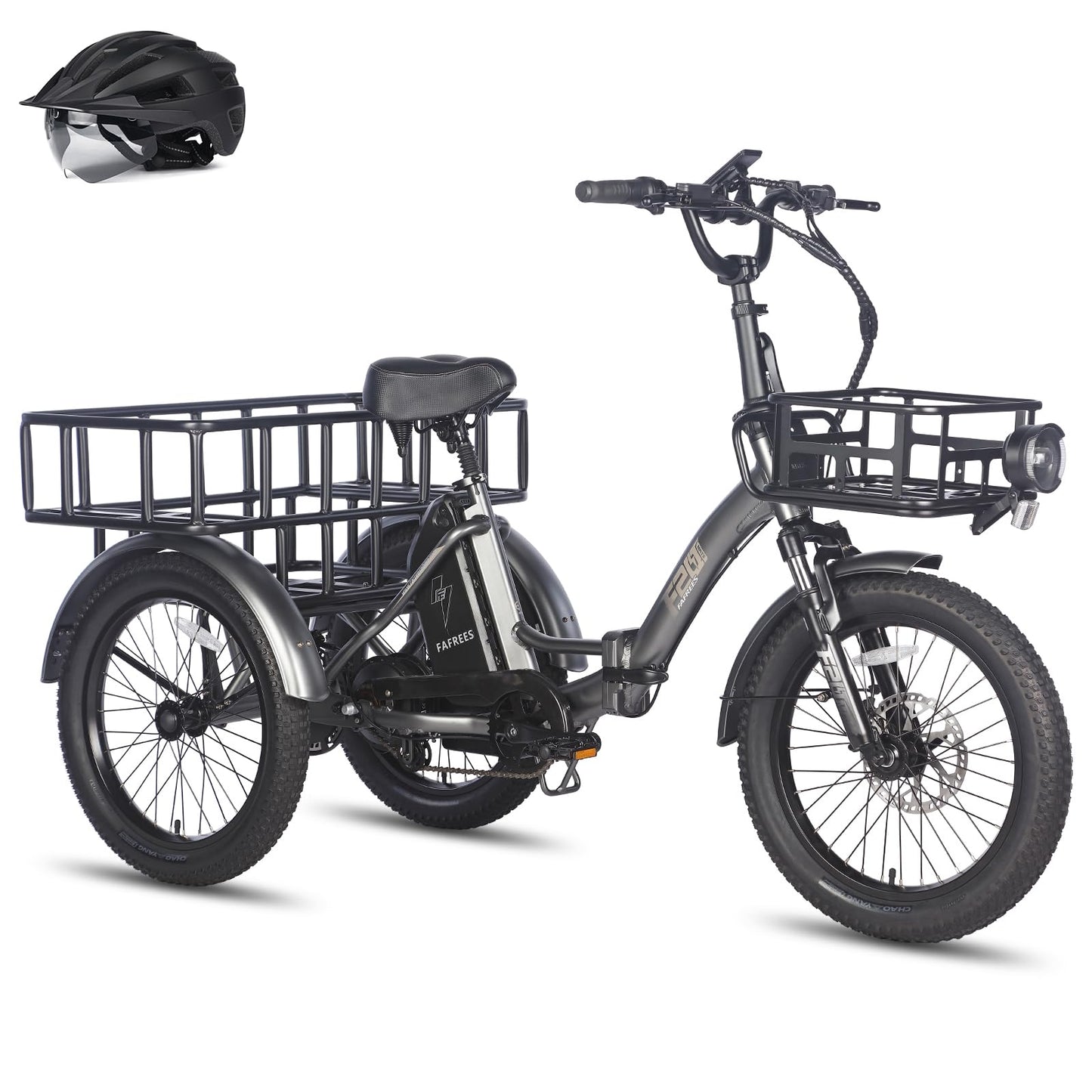 ELB trike Fafrees F20 Mate E Bike Dreirad Erwachsene Fat Klapprad, [ Offiziell ] E-Bike Lastenfahrrad 20 Zoll, Elektrofahrrad 180kg, Elektro Dreirad für Erwachsene, Ebike Fatbike 48V, 3 Rad Fahrrad Elektrisch