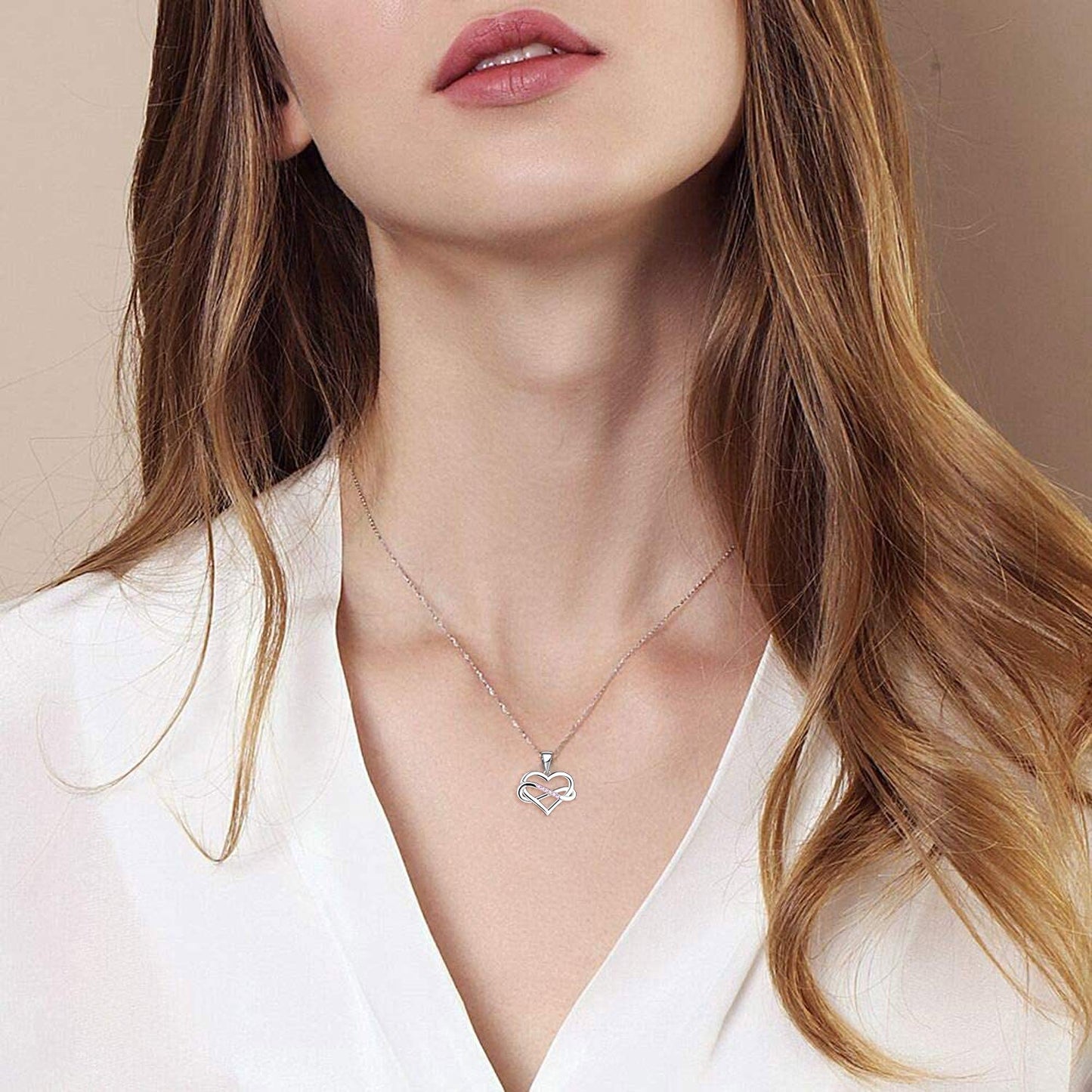 Edersee Herz WISDOM Damen Kette Unendliches Herz Silber 925,Halskette Anhänger mit 3A Zirkonia,Schmuck für Frauen