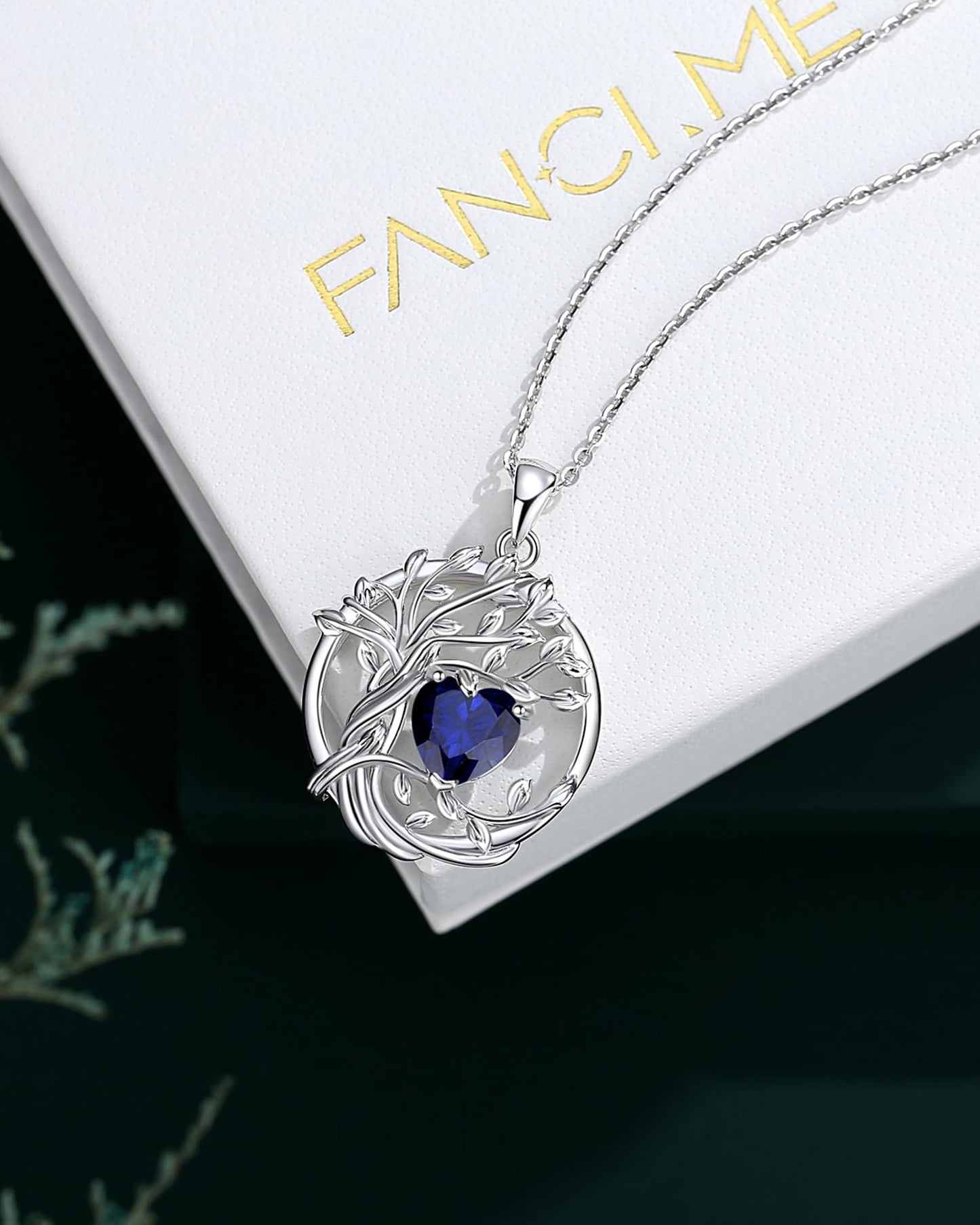 Edersee Lebensbaum Birthstone Kette für Damen 925 Sterling Silber Baum des Lebens Birthstone Anhänger Halskette Schmuck Geschenke für Frauen Mädchen, Kettenlänge: 40+5 cm