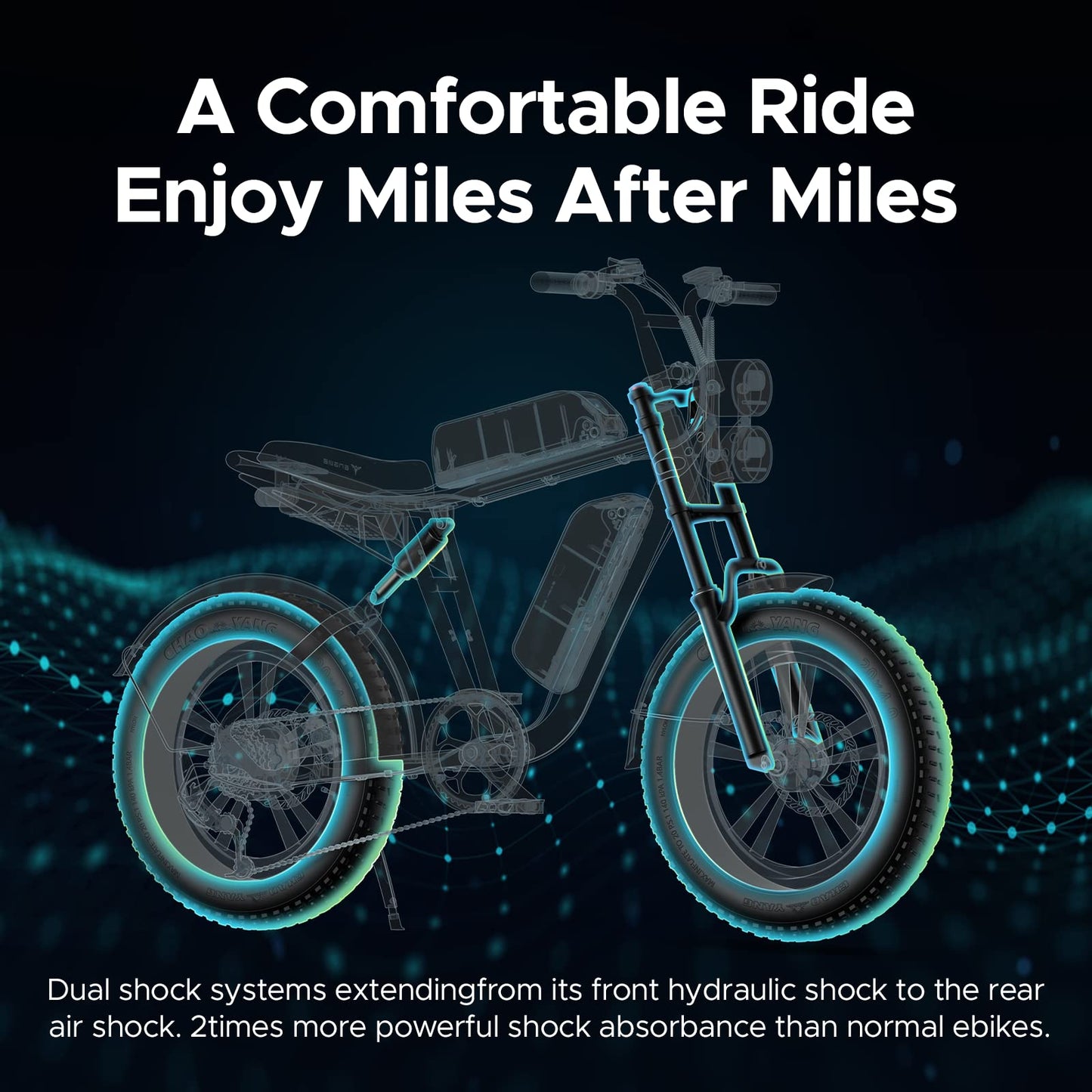 ELB Bigfoot ENGWE E Bike Herren Elektrofahrräder-Ebike mit einem Akku/ 2 Akkus, E-Bike 20 * 4.0 Zoll Fette Reifen, Ebike Herren bis zu 75km/150km/90km/170km, Elektrofahrrad 7-Gang, M20/M1