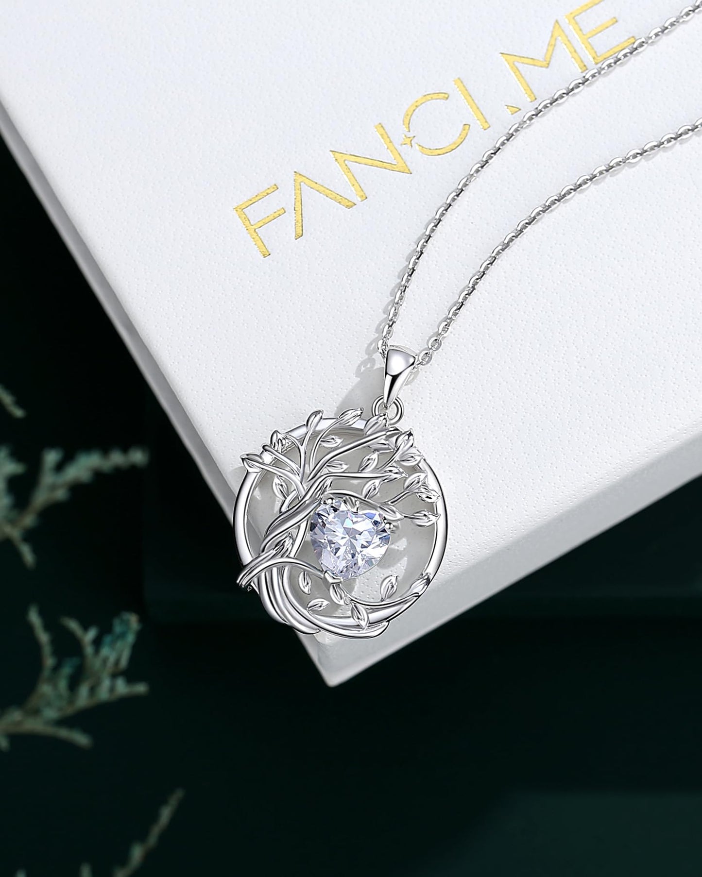 Edersee Lebensbaum Birthstone Kette für Damen 925 Sterling Silber Baum des Lebens Birthstone Anhänger Halskette Schmuck Geschenke für Frauen Mädchen, Kettenlänge: 40+5 cm