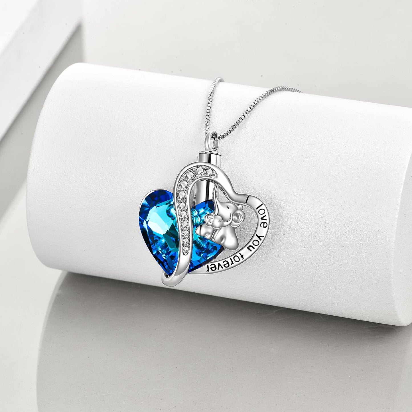 Ederseensucht-TOUPOP Urnenkette für Ashes 925 Sterling Silber Baum des Lebens/Schmetterling Ascheschmuck Asche Urne Anhänger Cremation Halskette mit Herz Kristall Memory Schmuck für Damen Herren