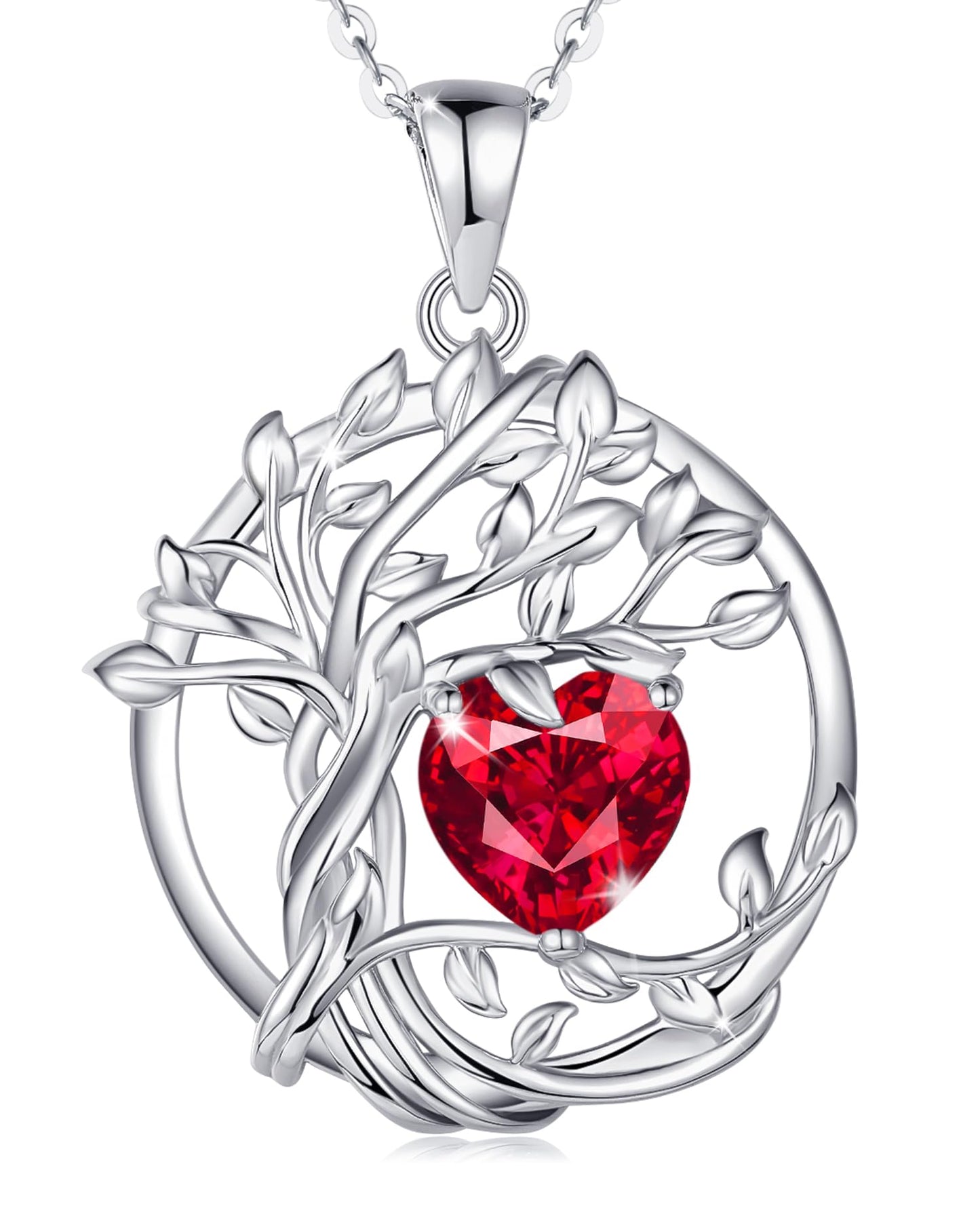 Edersee Lebensbaum Birthstone Kette für Damen 925 Sterling Silber Baum des Lebens Birthstone Anhänger Halskette Schmuck Geschenke für Frauen Mädchen, Kettenlänge: 40+5 cm