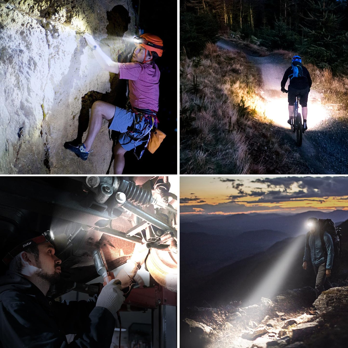 Blukar LED Stirnlampe Wiederaufladbar, Superhell 2000 Lumen Stufenlos Dimmbar Kopflampe mit 8 Lichtmodi, Sensor und Rotlicht, Leichtgewichtig Wasserdichte Mini Stirnlampe für Campen, Angeln usw.