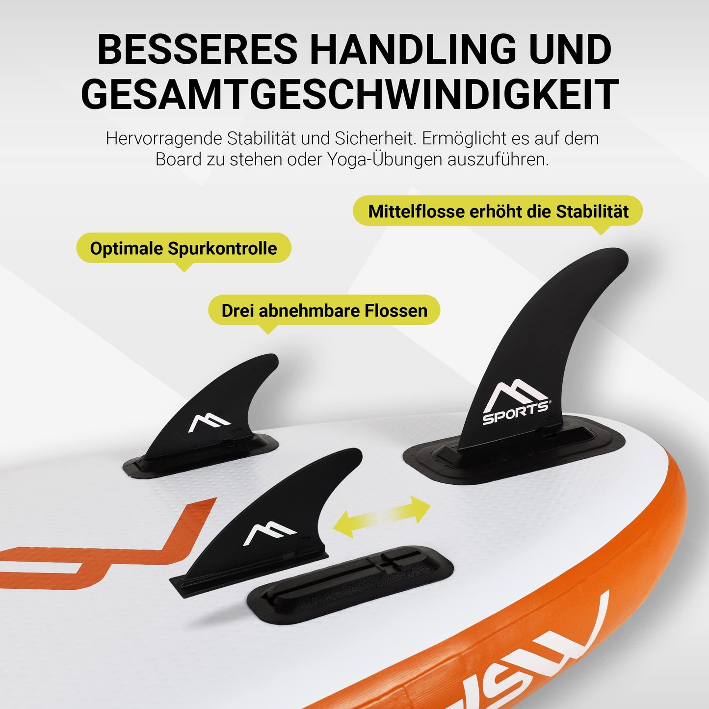 MSPORTS Stand Up Paddle Board Aufblasbar Komplettes Paddleboard Zubehör Verstellbares Paddel, hochwertige Pumpe + 2X Paddelstock + wasserdichte Smartphone Tasche + Multifunktionstasche