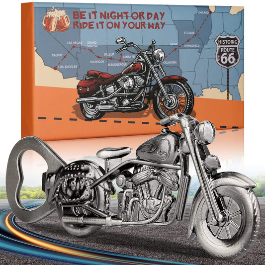 LULLEA Motorrad-Geschenke für Männer, Motorrad-Flaschenöffner, lustige Biergeschenke für Männer, Ihn, Vater, einzigartige dunkelsilberne Gadgets, Vatergeschenke, Valentinstag, Weihnachten, Geschenke