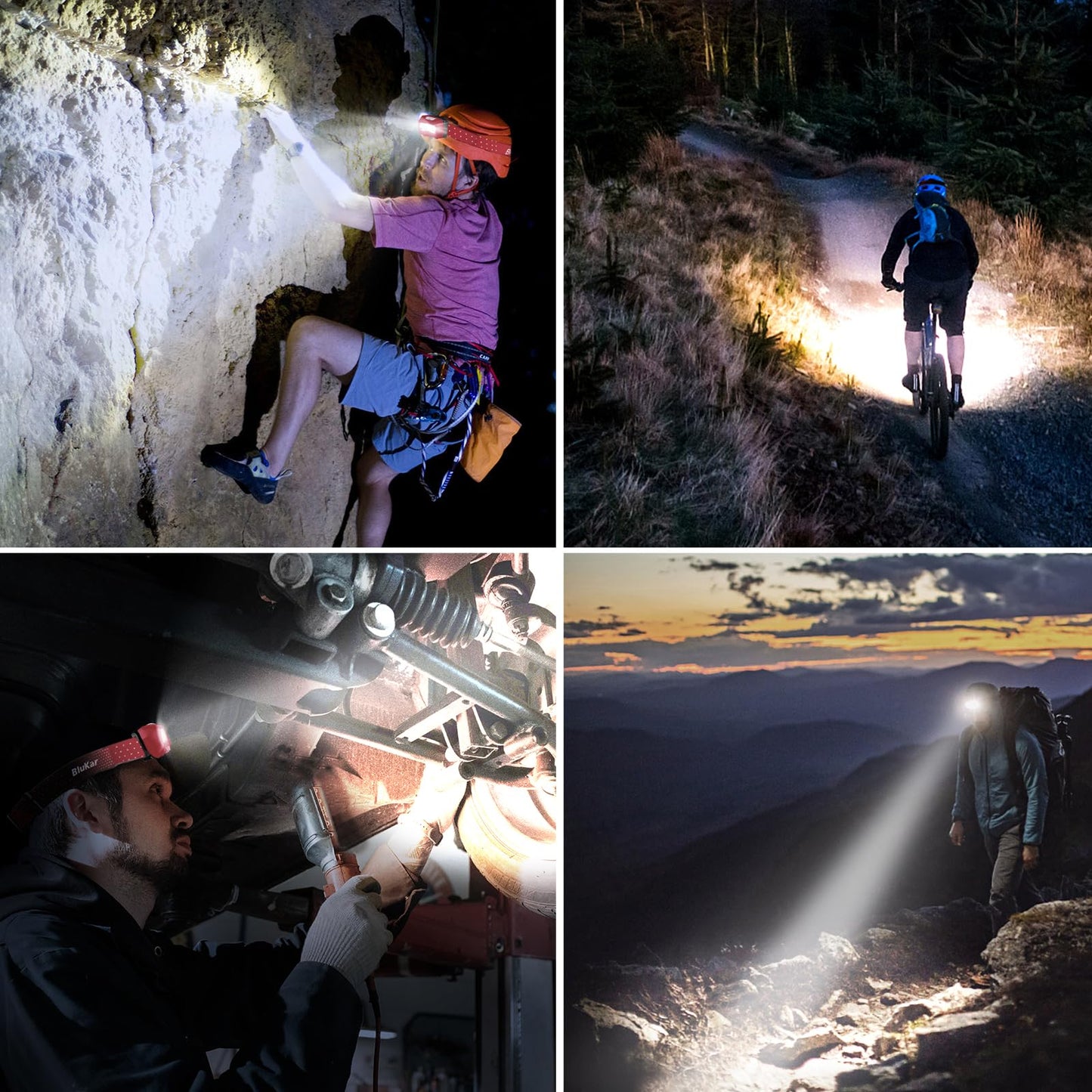 Blukar LED Stirnlampe Wiederaufladbar, Superhell 2000 Lumen Stufenlos Dimmbar Kopflampe mit 8 Lichtmodi, Sensor und Rotlicht, Leichtgewichtig Wasserdichte Mini Stirnlampe für Campen, Angeln usw.