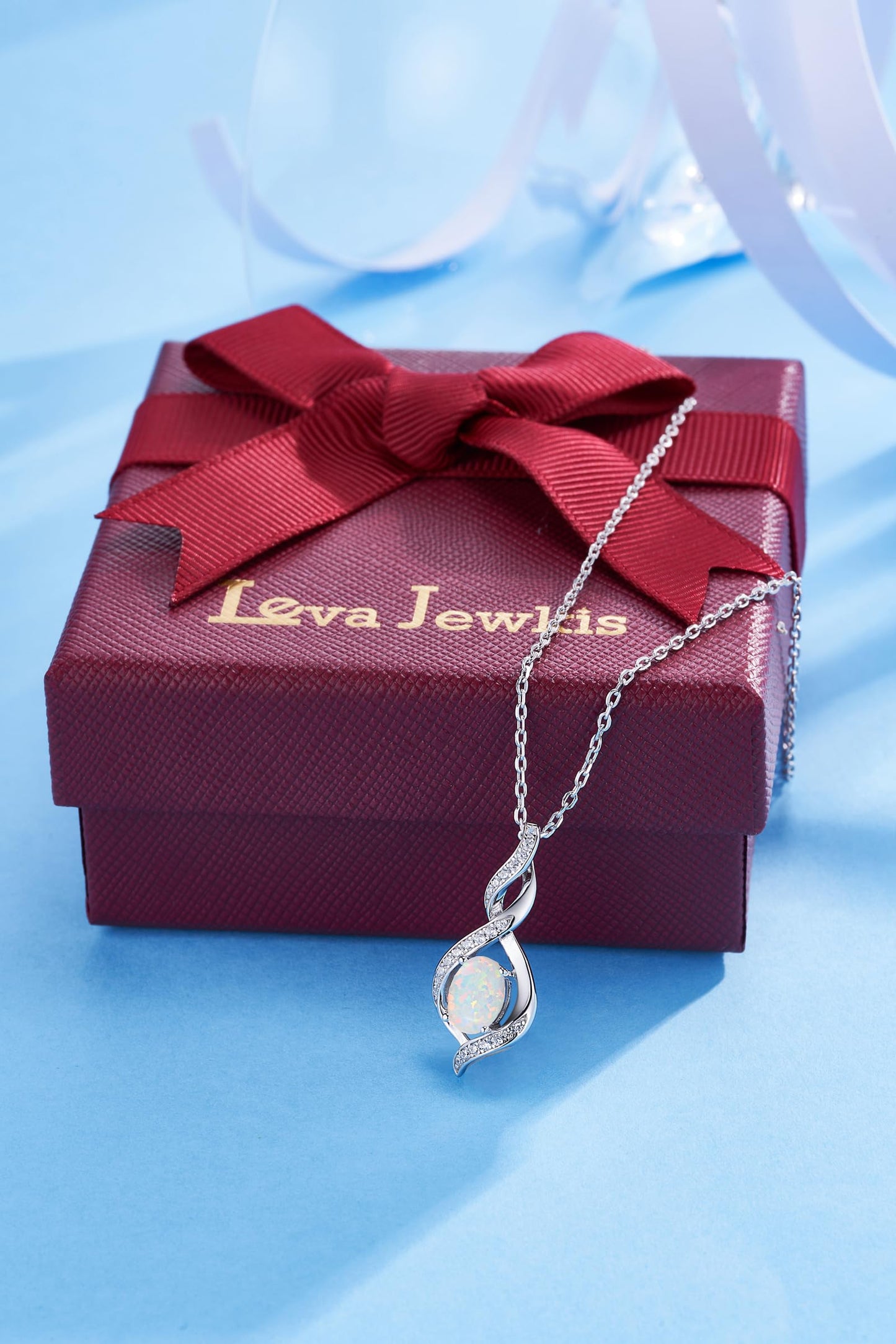 ELB See Leva Jewkis 925 Sterling Silber Edelstein Geburtsstein Halskette Infinity Anhänger Schmuck Geburtstag Schmuck für Frauen Mädchen Mutter, 40+5 CM