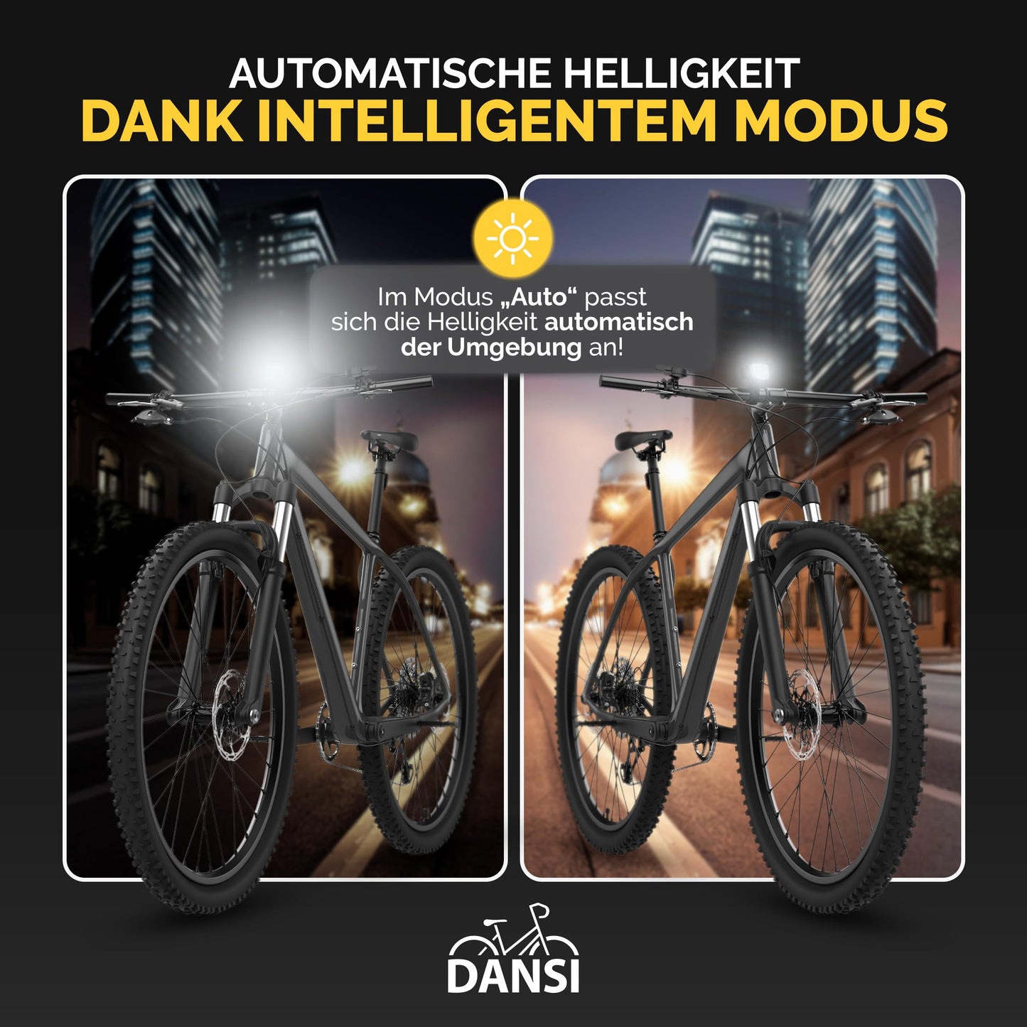 DANSI Fahrradleuchten-Set StVZO I LED-Fahrradlicht I Rad-Licht hell vorne