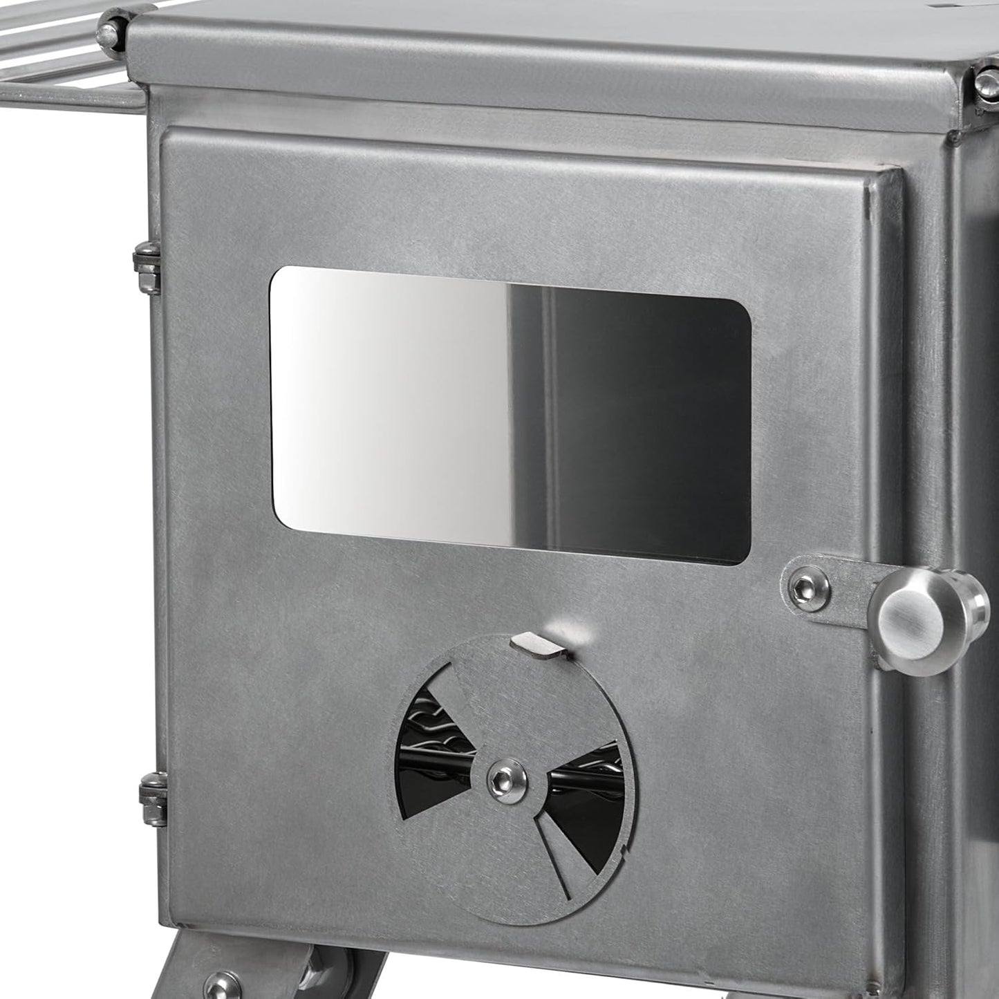 CampFeuer Edelstahl Zeltofen | 51,5 x 42 x 216 cm | silber | Tragbarer Holzofen für Camping, Outdoor, Zelt | Zeltheizung Camping, Zeltofen Holz, Tent Stove, Zelt Ofen Outdoor