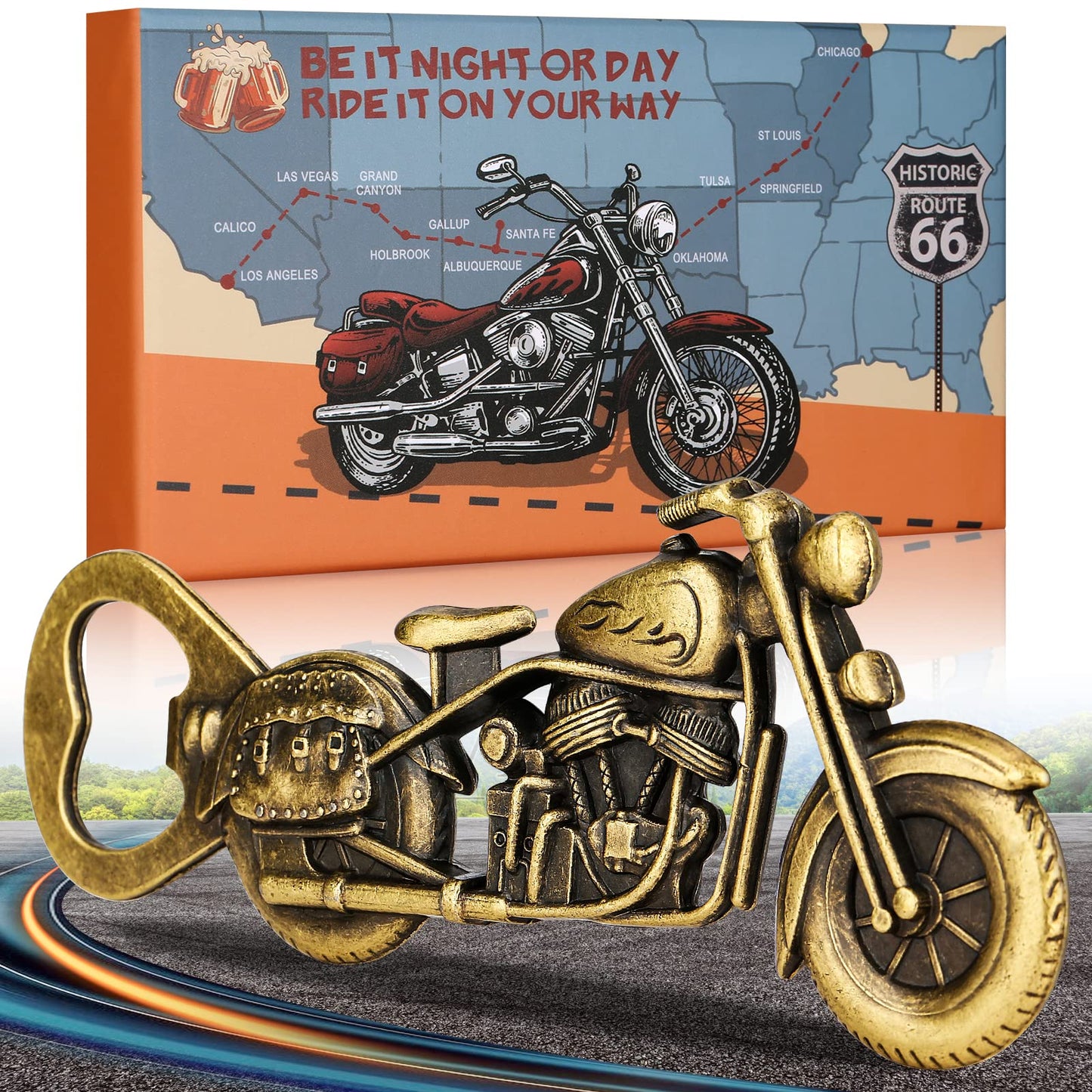 LULLEA Motorrad-Geschenke für Männer, Motorrad-Flaschenöffner, lustige Biergeschenke für Männer, Ihn, Vater, einzigartige dunkelsilberne Gadgets, Vatergeschenke, Valentinstag, Weihnachten, Geschenke