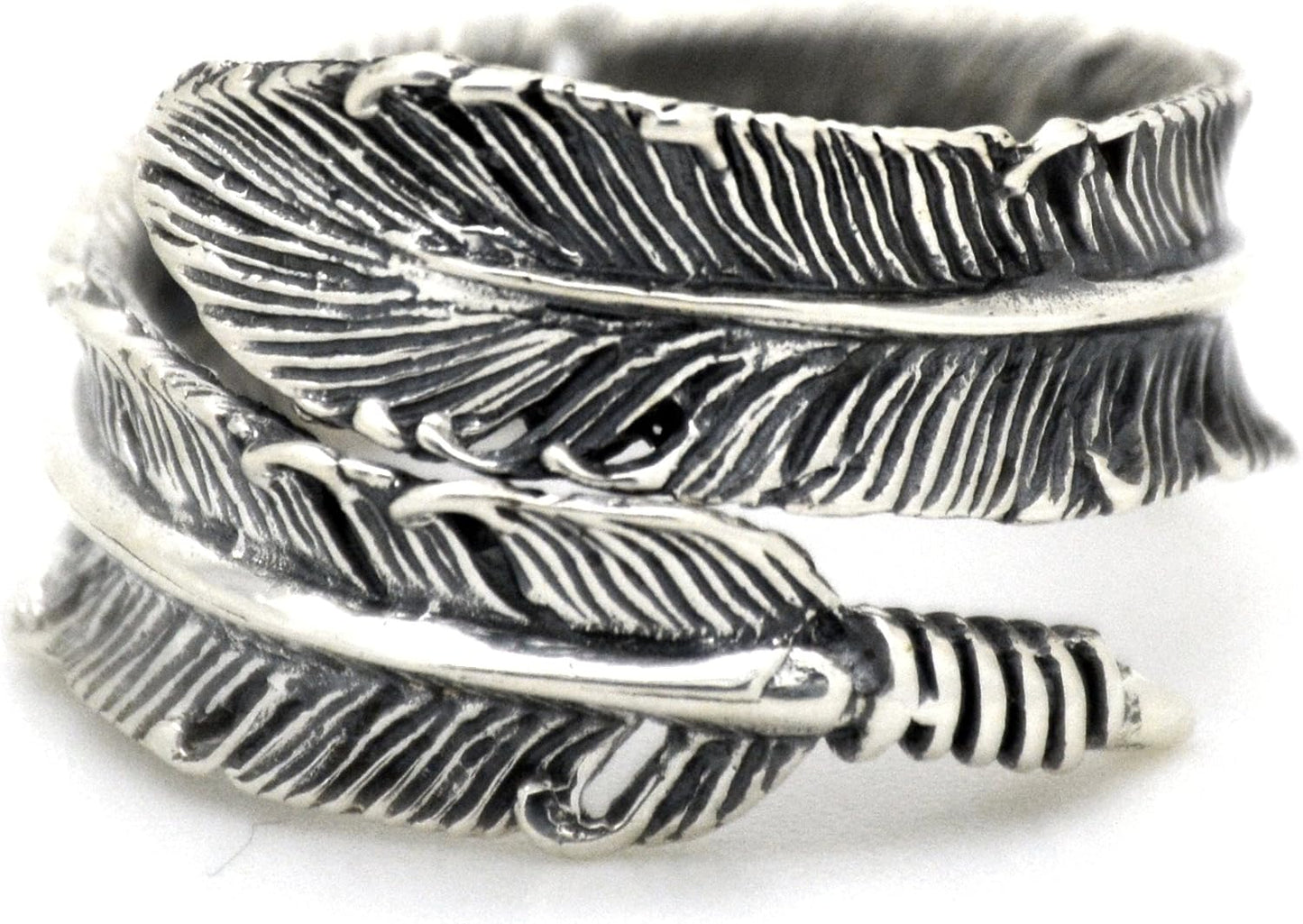 Serebra Jewelry Feder Ring 925 Sterling Silber Damen Indianerschmuck Größenverstellbar Antik