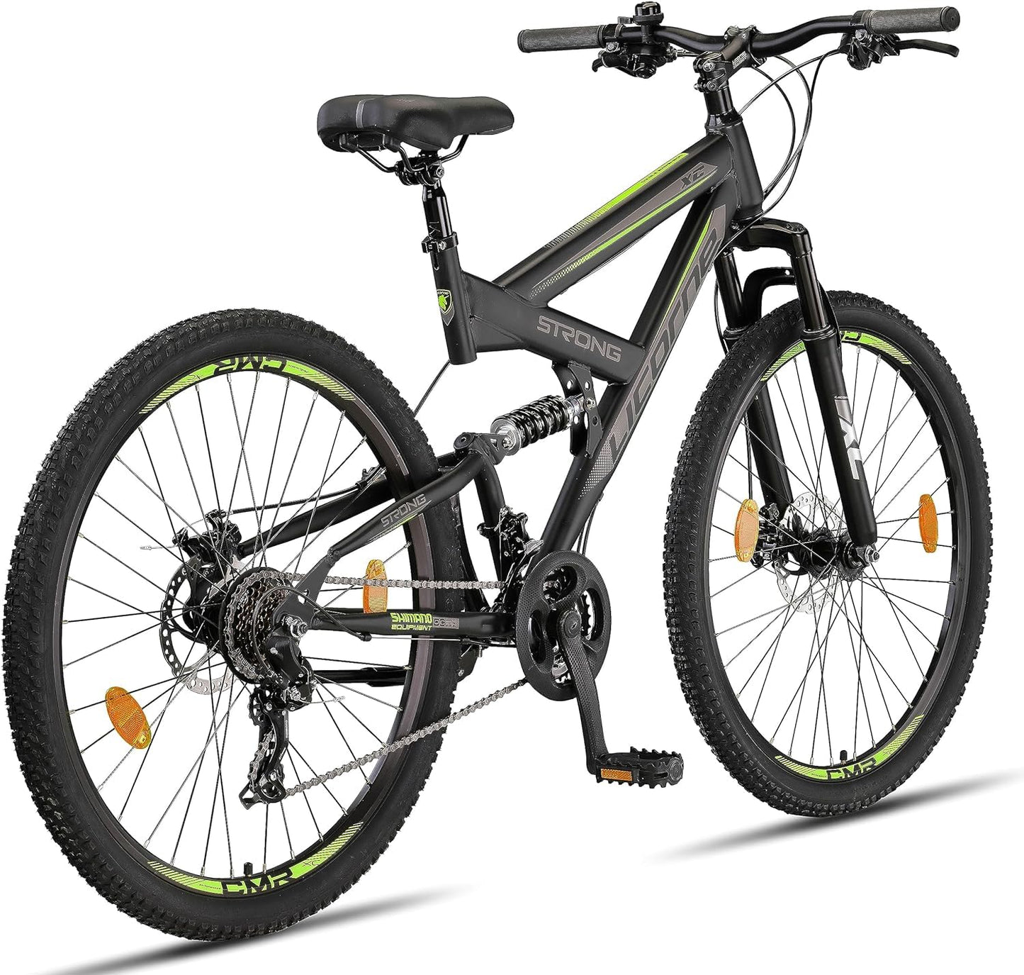 ELB daily Licorne Bike Strong 2D Premium Mountainbike in 26, 27.5 und 29 Zoll Fahrrad für Jungen Mädchen Damen und Herren Scheibenbremse vorne und hinten 21 Gang Schaltung Vollfederung