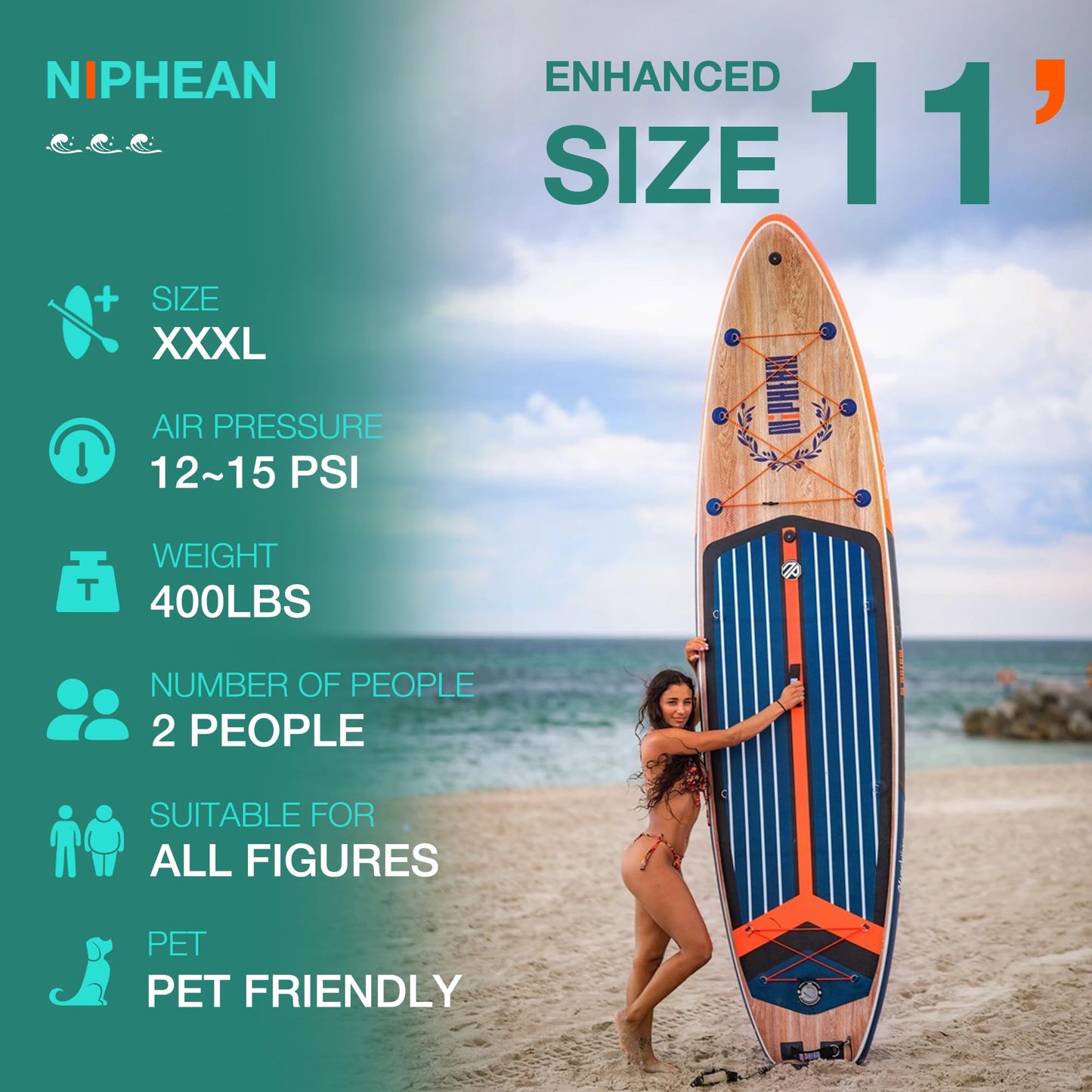 ELB Explore - Niphean Stand up Paddle Board mit Ausgewogenem Flügeldesign und robustem SUP Zubehör, 335cm Stabil Inflatable Paddle Boards for Adults, Sup Board, Stand up Paddling Board mit Sitz, Paddleboard
