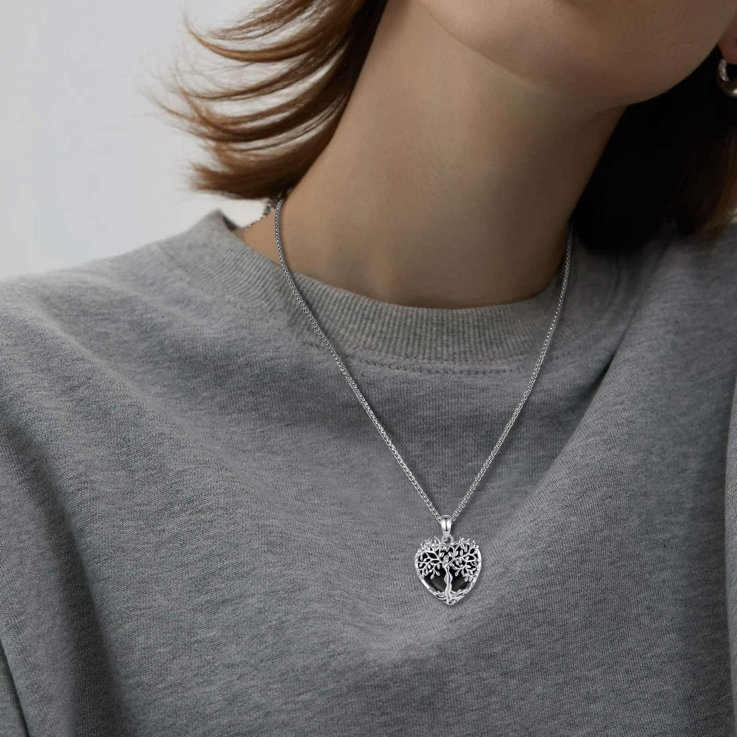 EDERSEENSUCHT - AEONSLOVE Lebensbaum Kette mit Kristall, Baum des Lebens Mondstein Halskette für Damen Türkis Amethyst Anhänger Obsidian Malachit Stein Kette Heilsteine Schmuck