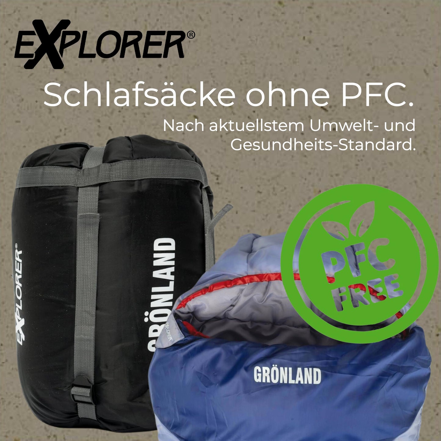 EXPLORER® GRÖNLAND Schlafsack -23°C -5°C [350GSM] 3-4 Jahreszeiten Winter Mumienschlafsack Erwachsene[1900g] 230x82x55cm ideal für Outdoor, Camping, Trekking und Reisen