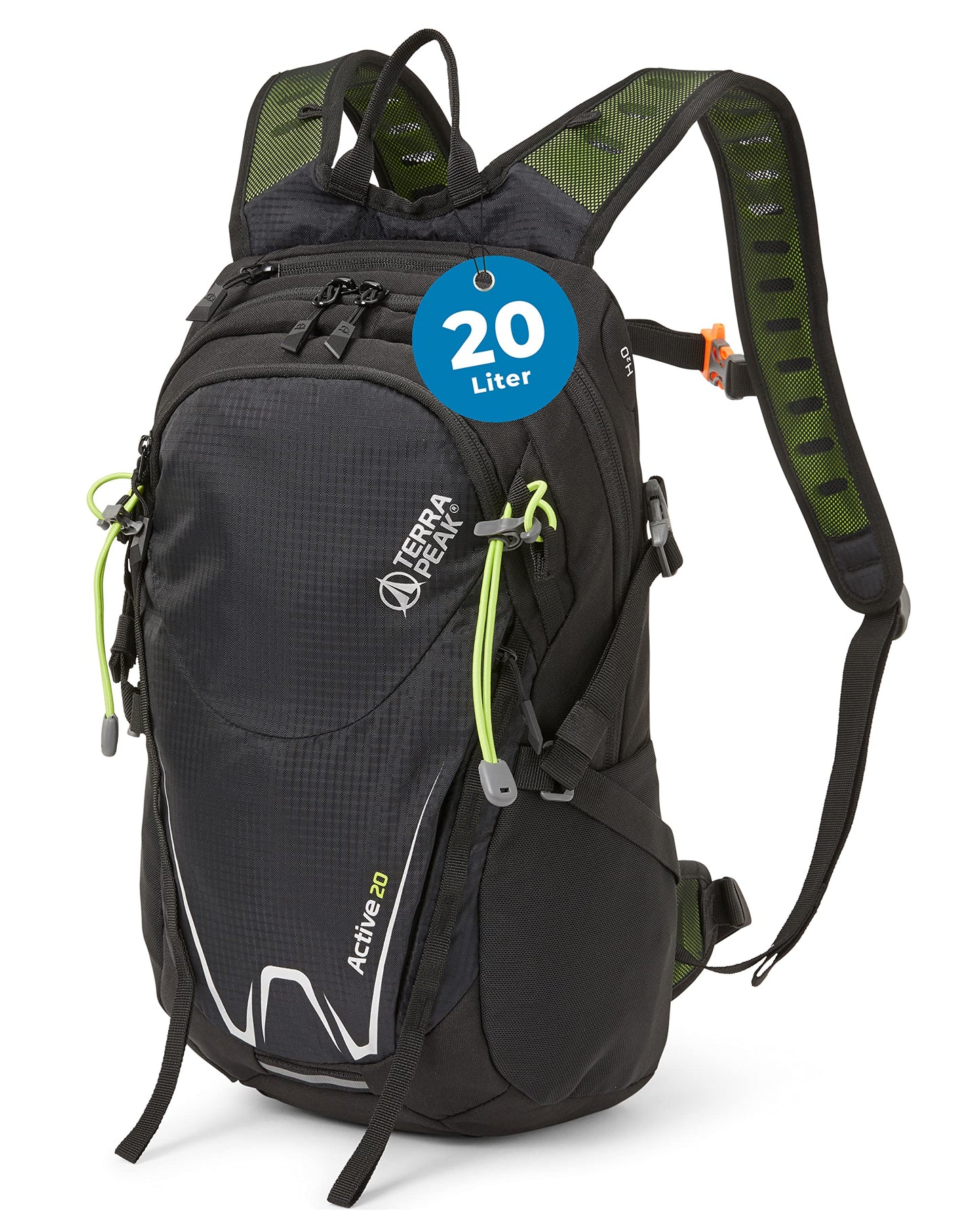 ELB walk Terra Peak Wanderrucksack 20L Active 20 Premium (klein) Trekkingrucksack mit Rückenbelüftung, Regenschutz-hülle & Trinksystem-Halterung, aus atmungsaktivem 3D Air Mesh, Outdoor Daypack mit Hüftgurt