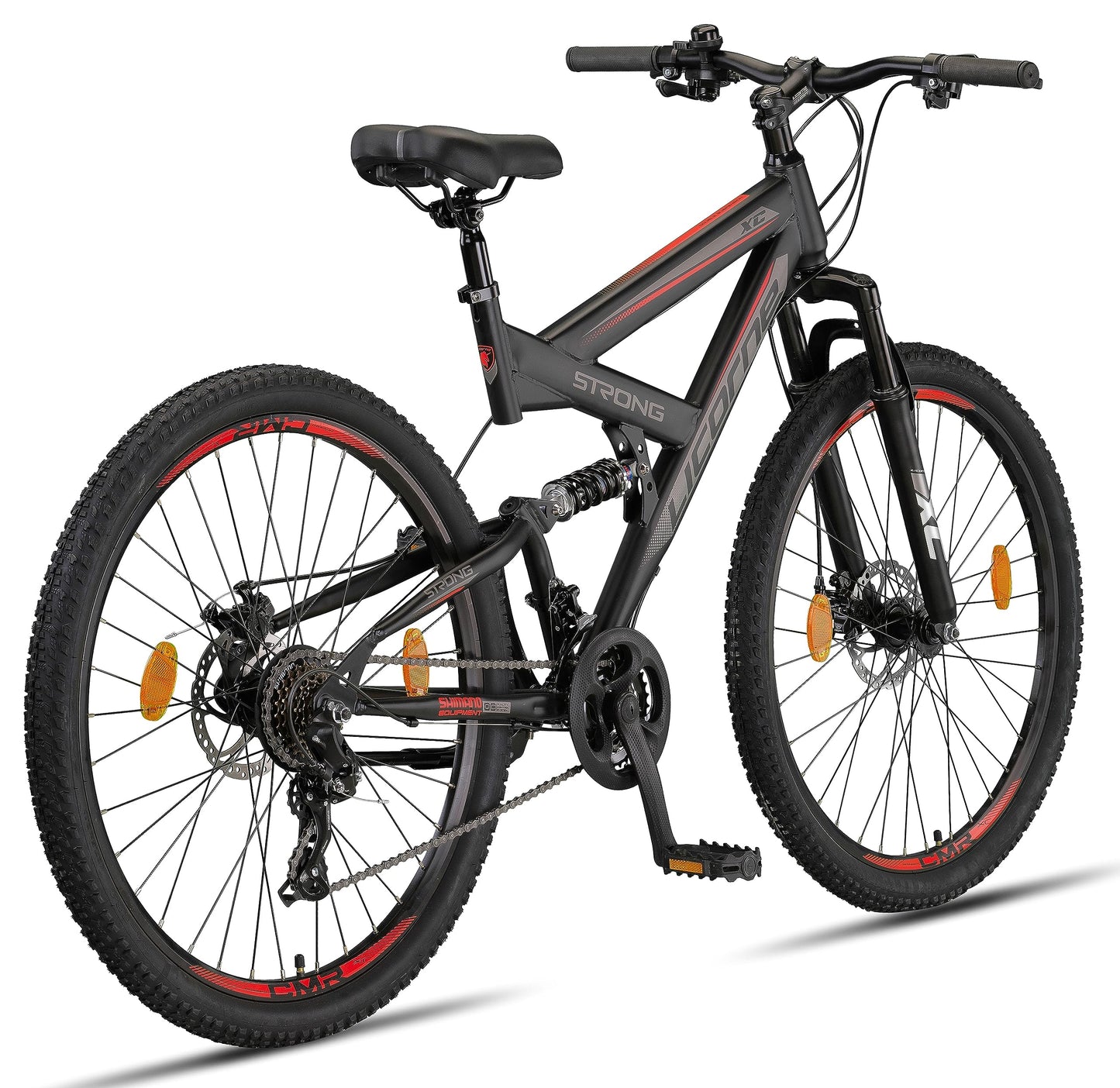 ELB daily Licorne Bike Strong 2D Premium Mountainbike in 26, 27.5 und 29 Zoll Fahrrad für Jungen Mädchen Damen und Herren Scheibenbremse vorne und hinten 21 Gang Schaltung Vollfederung