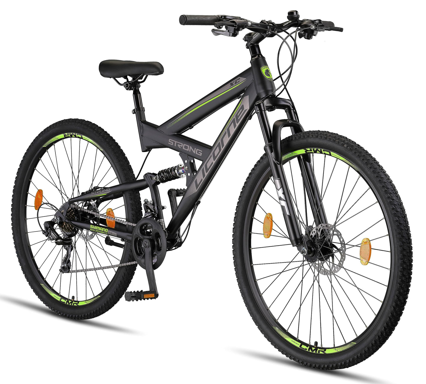 ELB daily Licorne Bike Strong 2D Premium Mountainbike in 26, 27.5 und 29 Zoll Fahrrad für Jungen Mädchen Damen und Herren Scheibenbremse vorne und hinten 21 Gang Schaltung Vollfederung