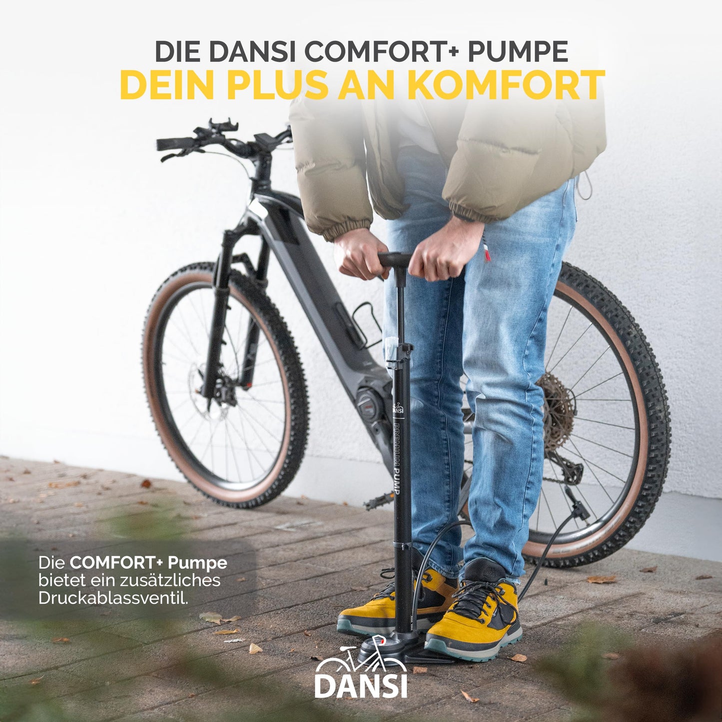 DANSI Standluftpumpe, Verschiedene Modelle, mit Adaptern, passend für alle gängigen Ventile, mit Manometer